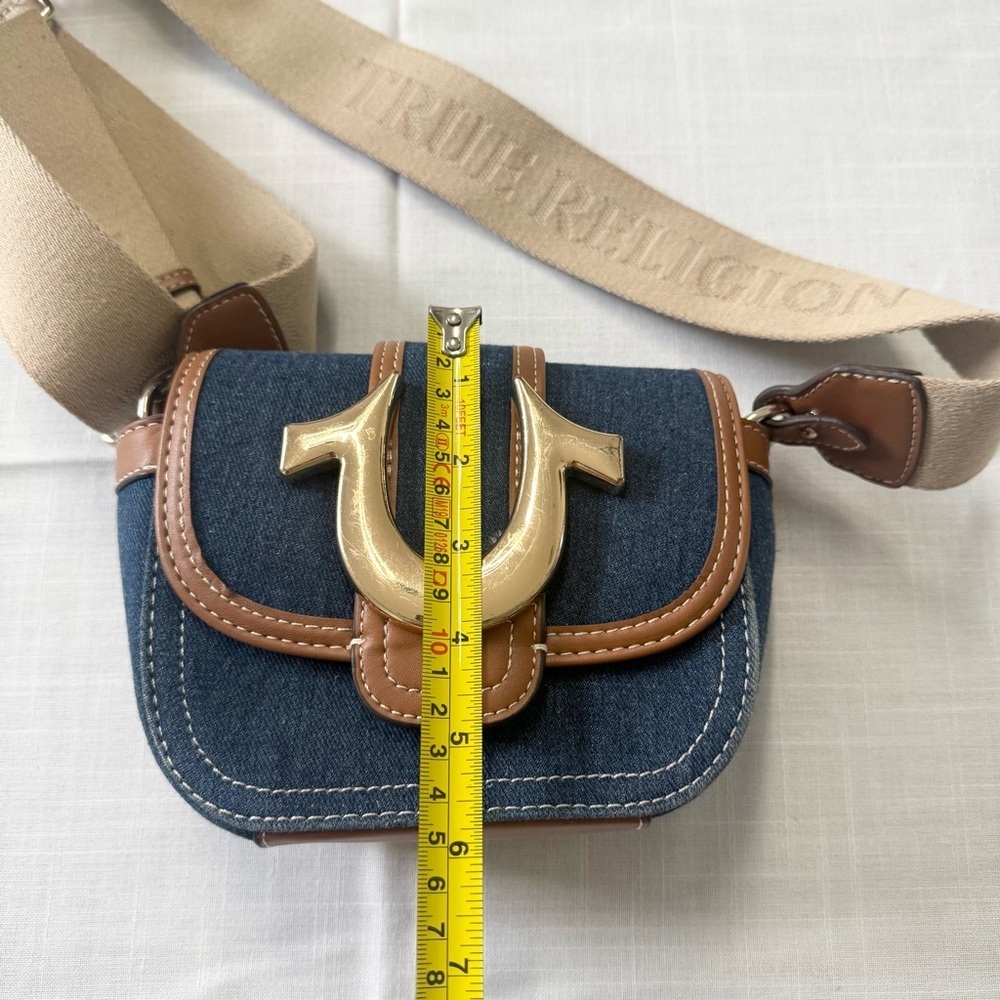 True Religion Horseshoe mini bag denim and faux leather shoulder strap - Picture 8 of 13